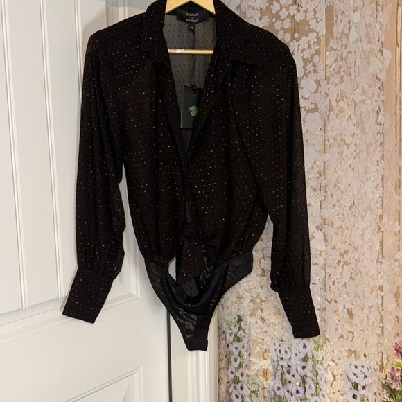 DUNDAS X REVOLVE DELIRIUM BODYSUIT In Black and Ruby Womens - Picture 3 of 9